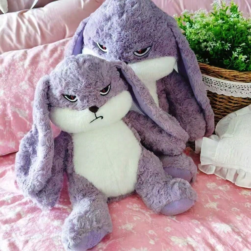 Rabbit Plush Pillow with Floppy Ears, Super Soft Bunny Stuffed Animal in Brown or Purple, 35cm and 70cm Options for Room Decor and Gifts