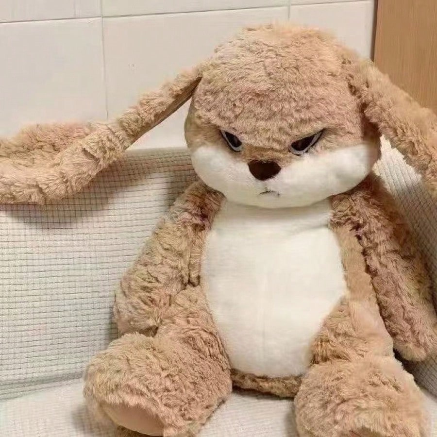 Rabbit Plush Pillow with Floppy Ears, Super Soft Bunny Stuffed Animal in Brown or Purple, 35cm and 70cm Options for Room Decor and Gifts