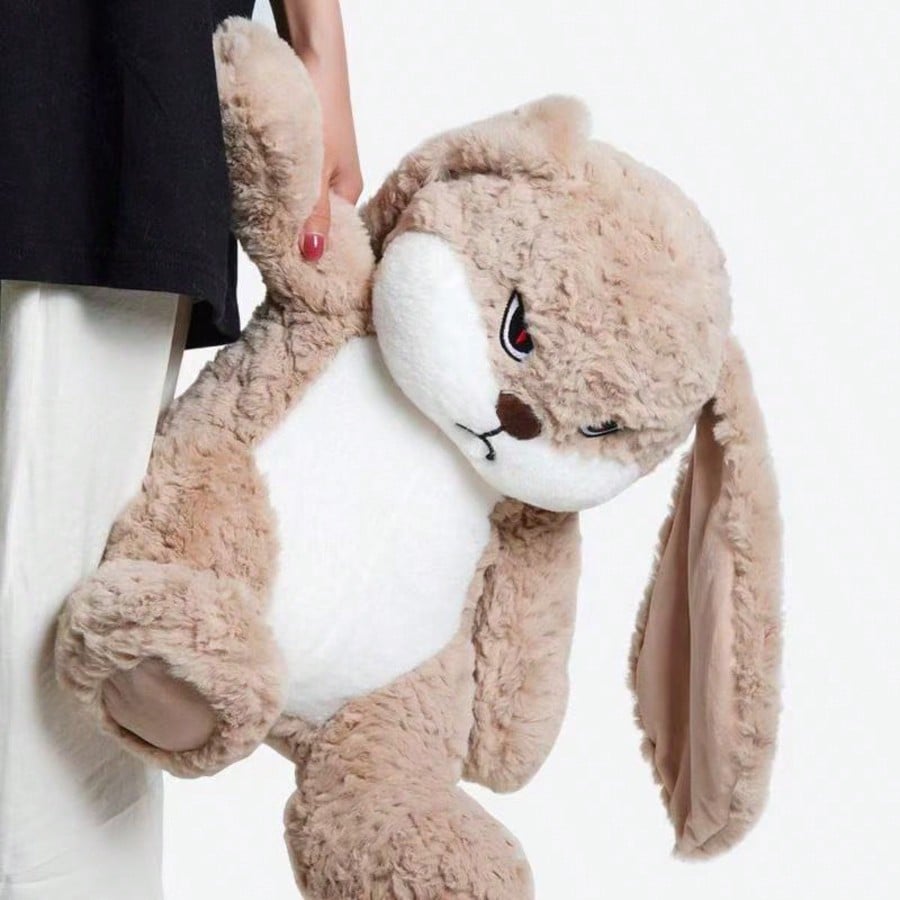 Rabbit Plush Pillow with Floppy Ears, Super Soft Bunny Stuffed Animal in Brown or Purple, 35cm and 70cm Options for Room Decor and Gifts