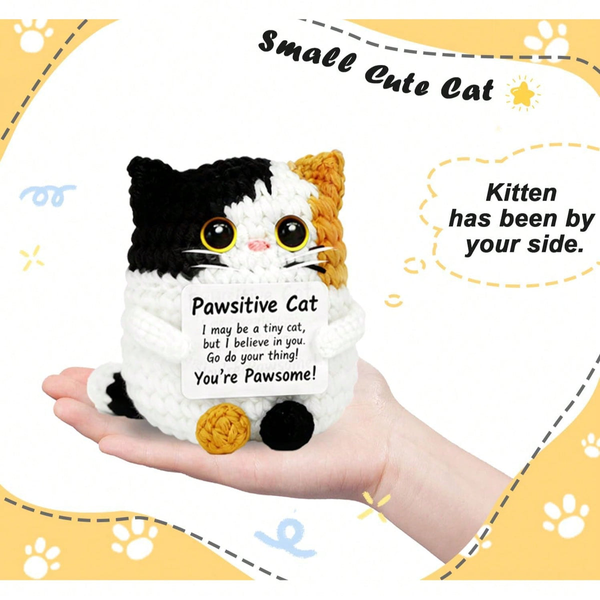 Crochet Cat Plush, Handmade Mini Kitty Decoration in Yellow or Black, Cute Cat Lover Gift for Mom, Birthdays and Anniversary Surprises