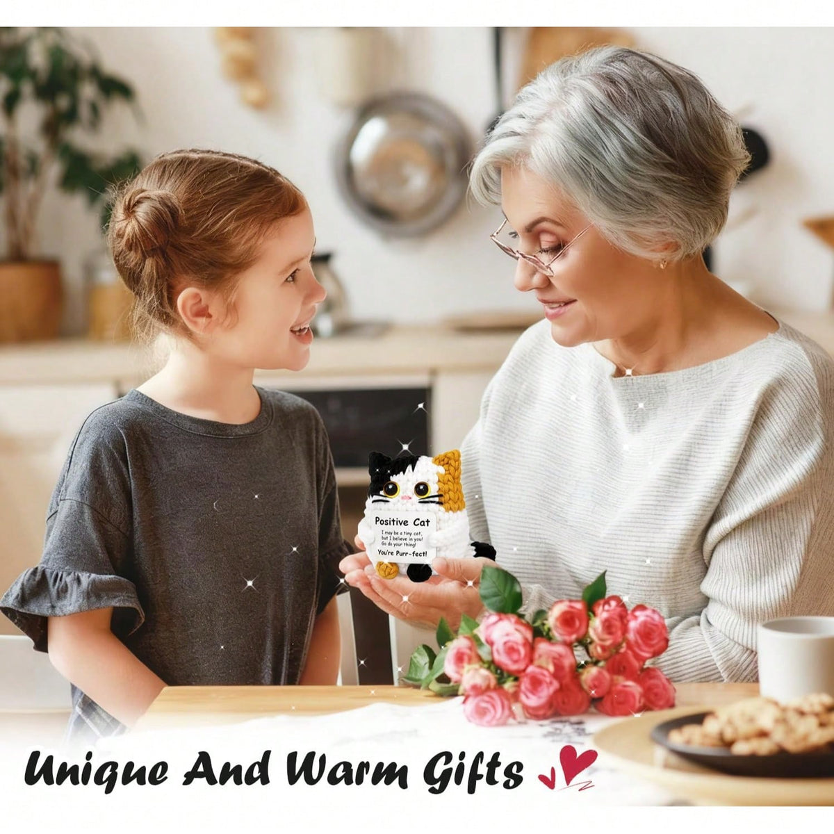 Crochet Cat Plush, Handmade Mini Kitty Decoration in Yellow or Black, Cute Cat Lover Gift for Mom, Birthdays and Anniversary Surprises