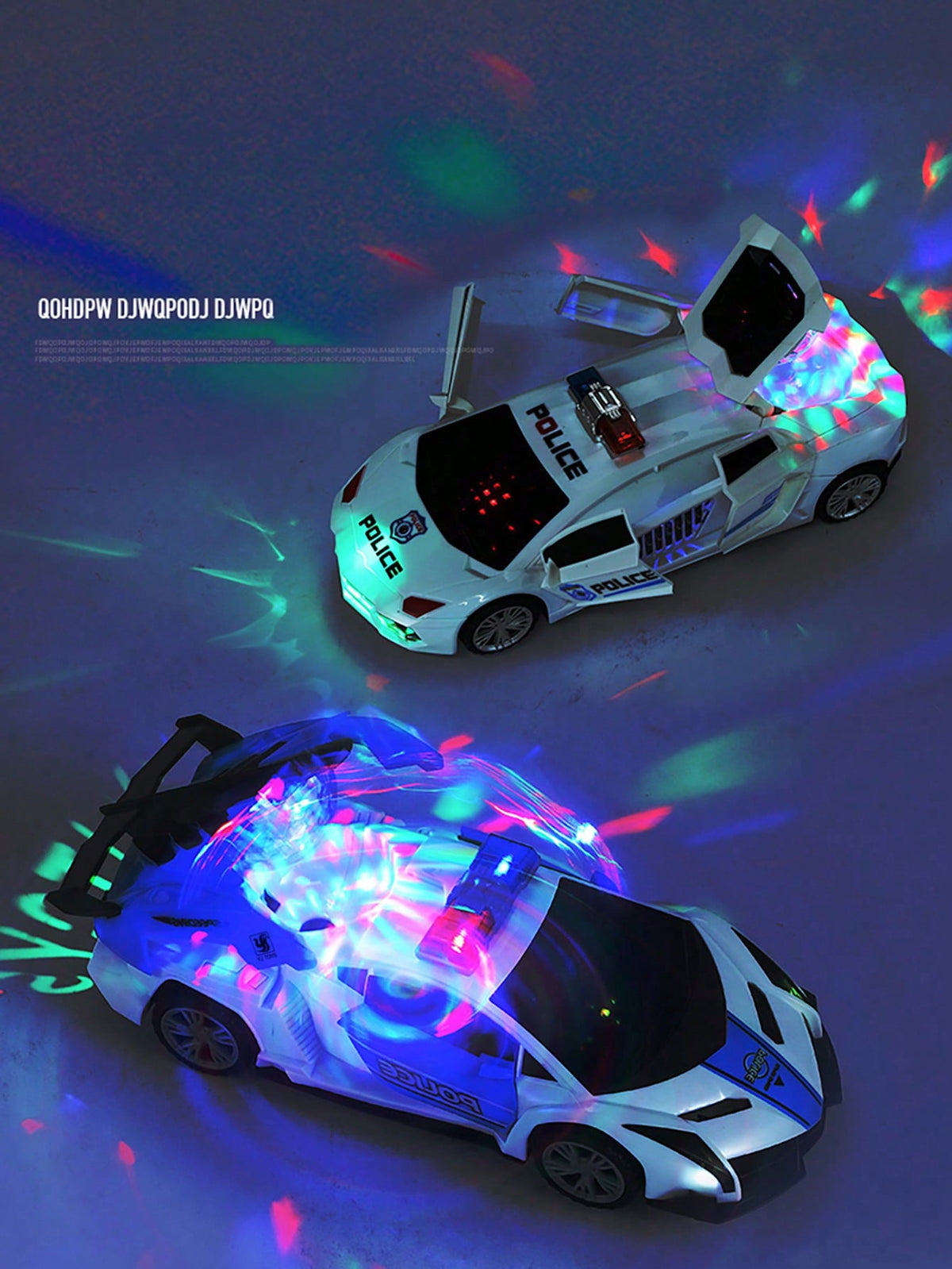 Transforming Police Car Toy for Kids, Electric Dancing and Rotating Vehicle in Blue or White for Boys and Girls Birthday and Christmas Gifts