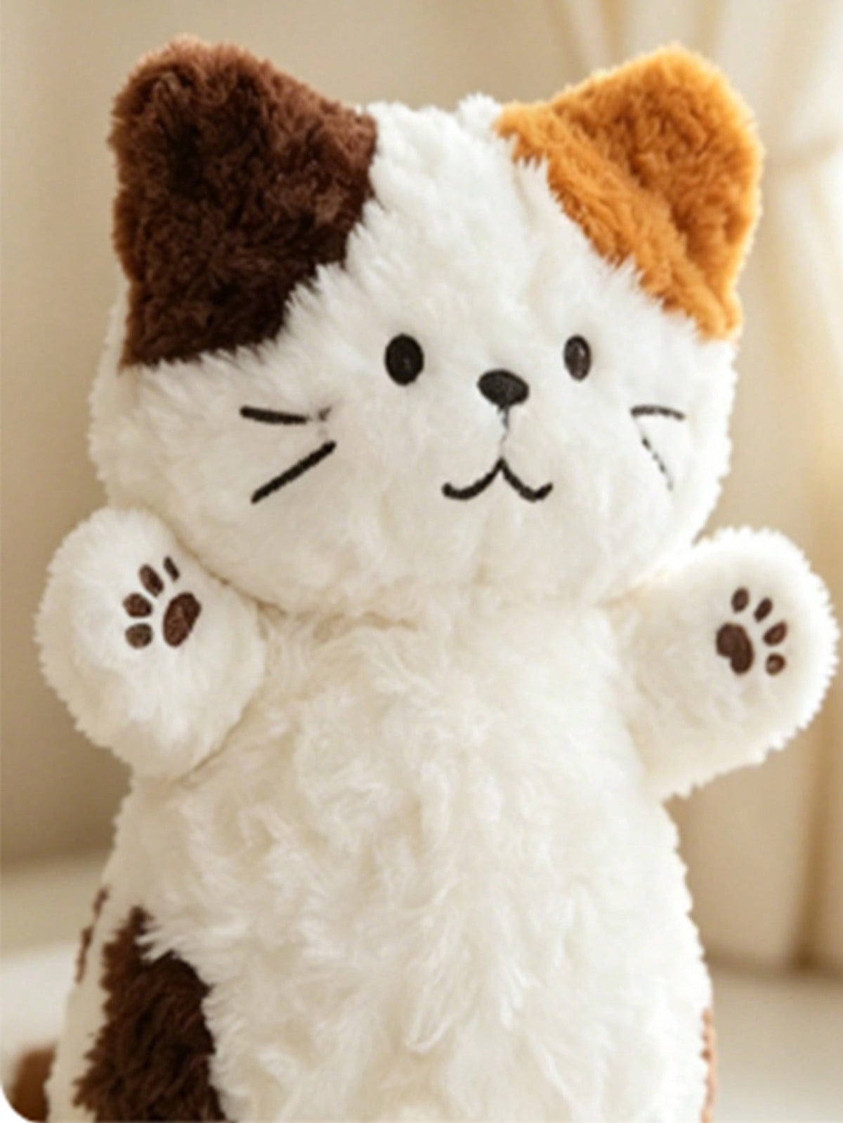 Long Fur Cat Plush Doll, 25cm Soft Kitten Stuffed Animal Pillow in Black, White or Brown for Bedroom Decor, Birthday and Holiday Gifts