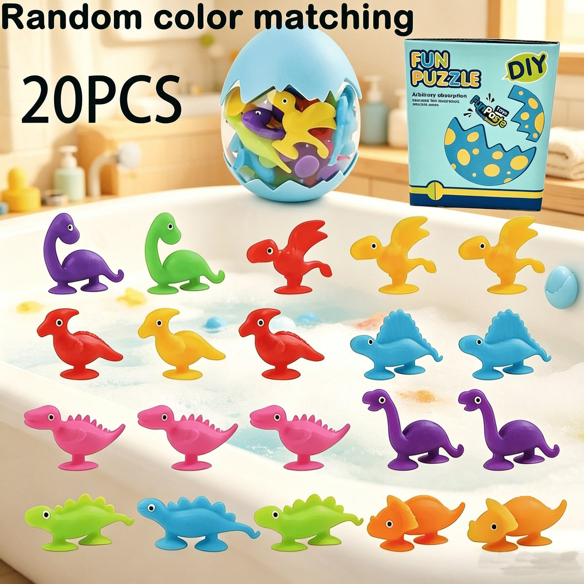 Dinosaur Suction Cup Toys for Kids, Soft Rubber Window Play Set in 8, 16, 20, 32 or 40 Pieces for Hands-On Activities, Travel and Holiday Gifts