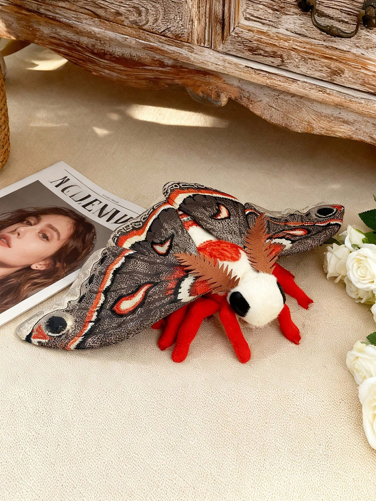 Moth Stuffed Animal Plush with Big Eyes, Colorful Insect Doll in Five Styles for Nature Lovers, Bedroom Decor and Birthday Gifts