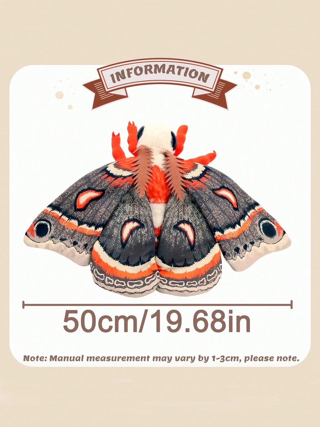 Moth Stuffed Animal Plush with Big Eyes, Colorful Insect Doll in Five Styles for Nature Lovers, Bedroom Decor and Birthday Gifts