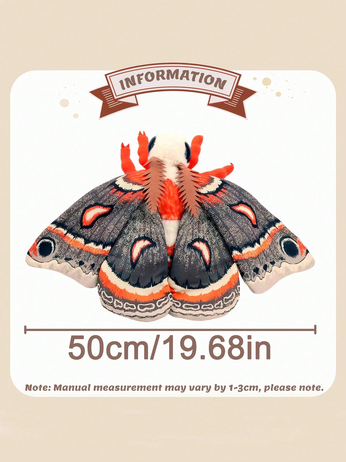 Moth Stuffed Animal Plush with Big Eyes, Colorful Insect Doll in Five Styles for Nature Lovers, Bedroom Decor and Birthday Gifts