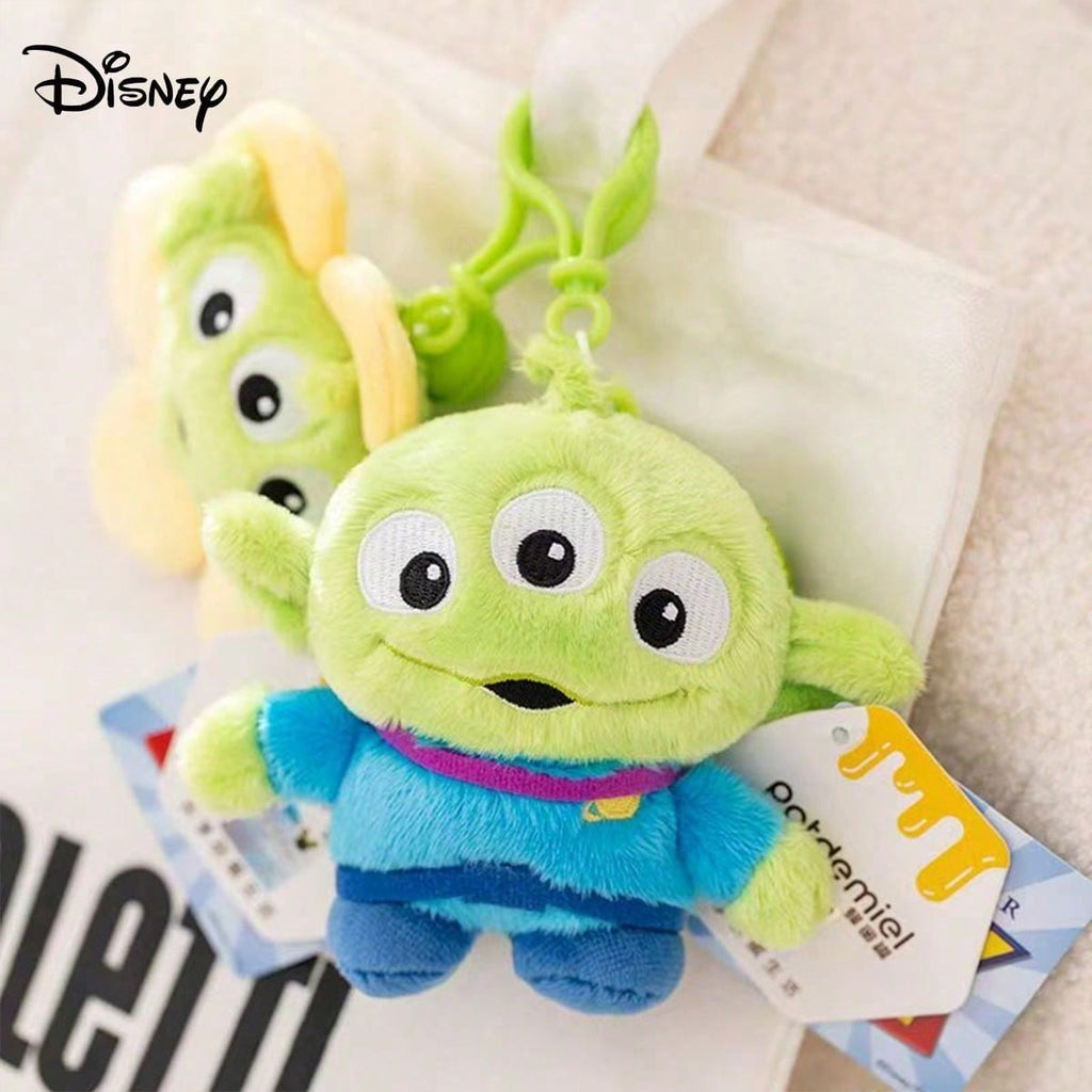 Three-Eyed Alien Plush Keychain and Bag Charm, Green Mini Stuffed Doll in 10cm Keychain or 11cm Flower Styles for Birthday Gifts and Decor