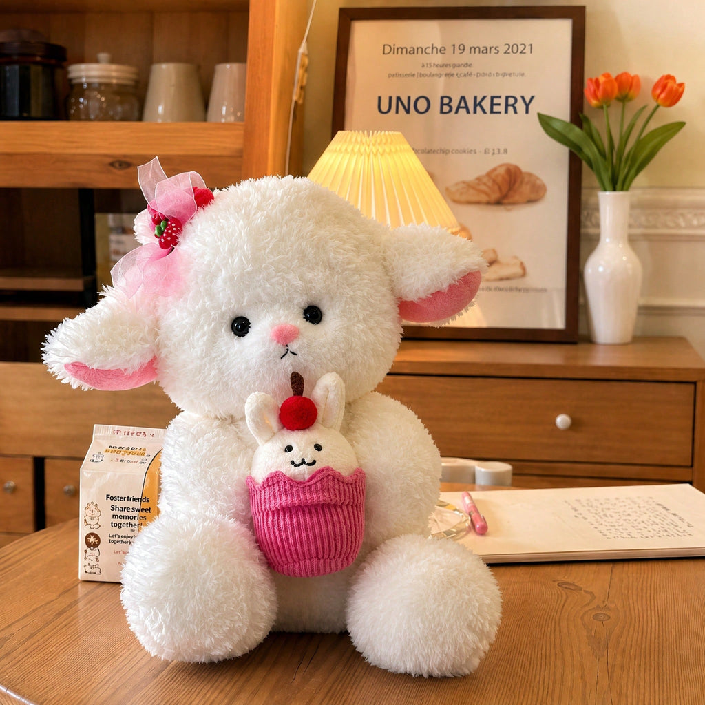 Birthday Sheep Plush Toy, Soft Fluffy Lamb Stuffed Animal with A, B and C Style Options for Birthday Surprises, Gifts and Bedroom Decor