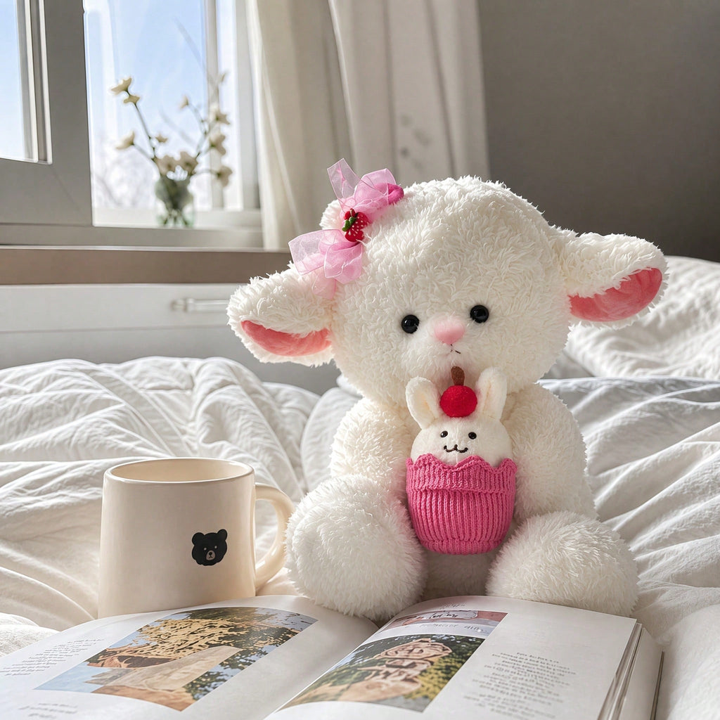 Birthday Sheep Plush Toy, Soft Fluffy Lamb Stuffed Animal with A, B and C Style Options for Birthday Surprises, Gifts and Bedroom Decor