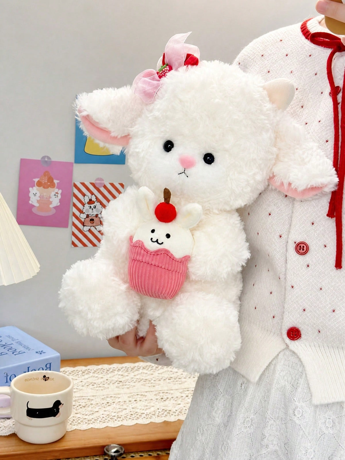 Birthday Sheep Plush Toy, Soft Fluffy Lamb Stuffed Animal with A, B and C Style Options for Birthday Surprises, Gifts and Bedroom Decor
