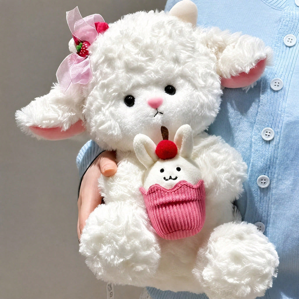 Birthday Sheep Plush Toy, Soft Fluffy Lamb Stuffed Animal with A, B and C Style Options for Birthday Surprises, Gifts and Bedroom Decor
