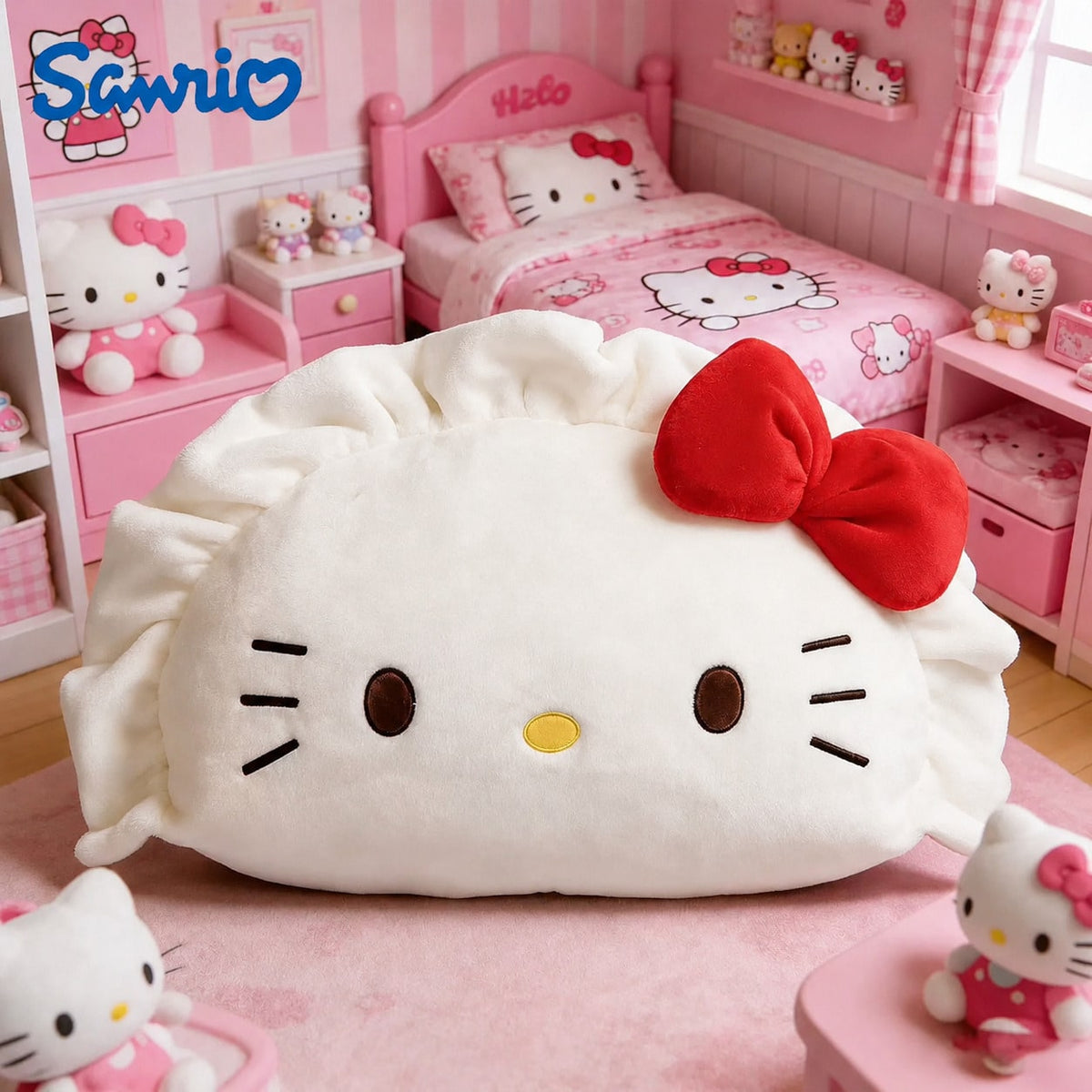 Dumpling Plush Pillow 50cm, White Kawaii Stuffed Cushion for Sofa and Bedroom Decor, Cute Plush Doll Birthday and Holiday Gift, 1 Piece