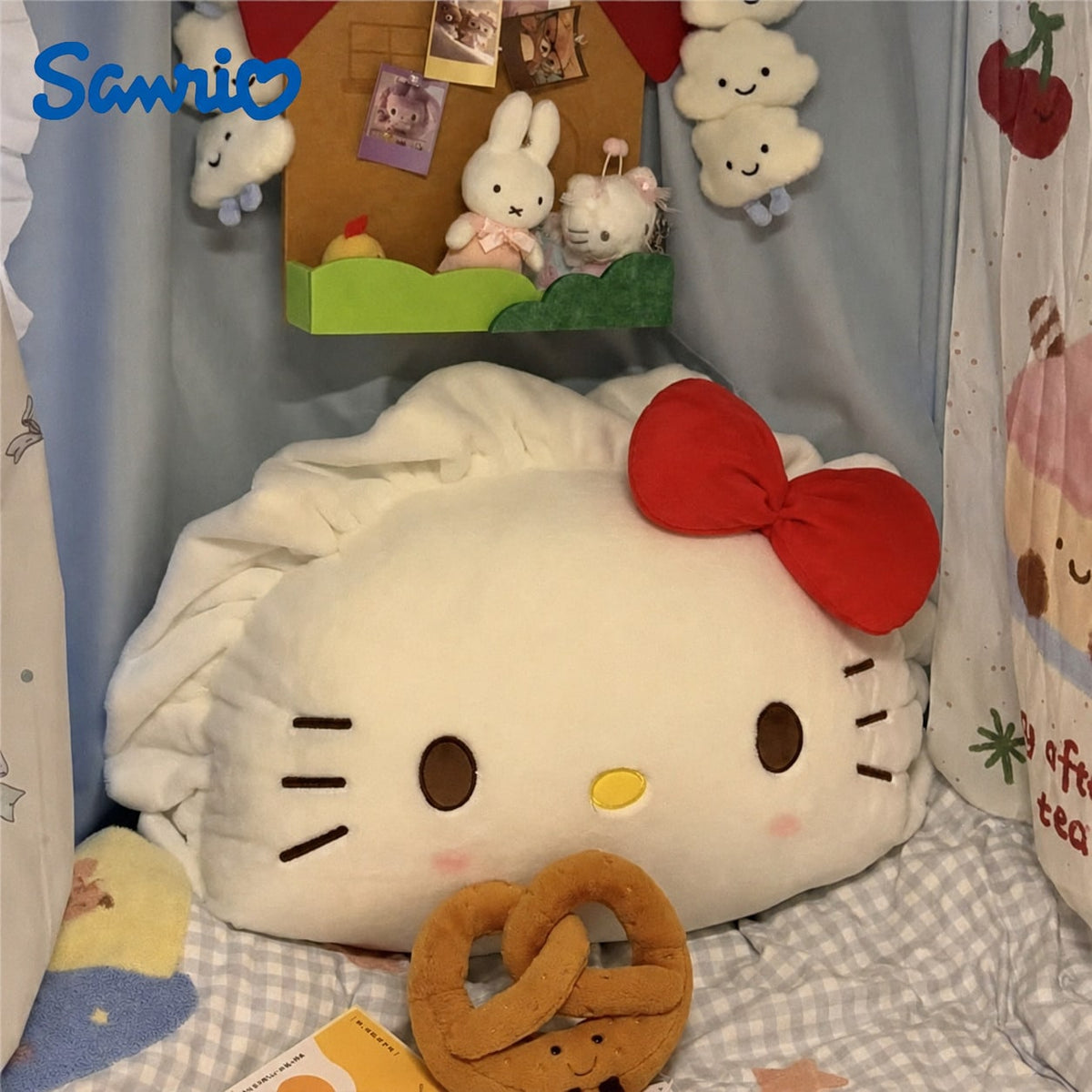 Dumpling Plush Pillow 50cm, White Kawaii Stuffed Cushion for Sofa and Bedroom Decor, Cute Plush Doll Birthday and Holiday Gift, 1 Piece