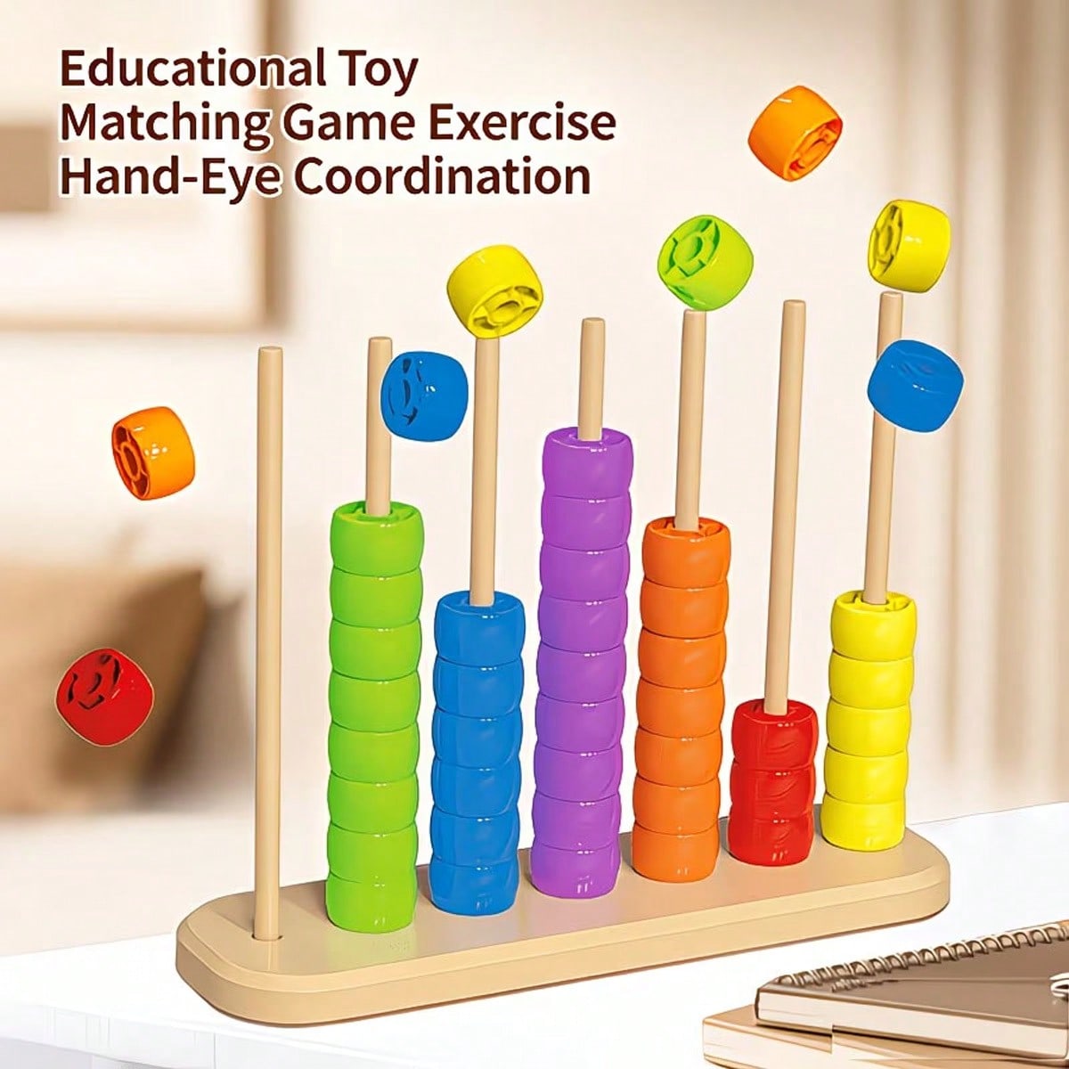 Bead Color Matching Game for Kids, Multicolor Stacking Challenge for Hand-Eye Coordination, Screen-Free Parent-Child Play and Birthday Gifts
