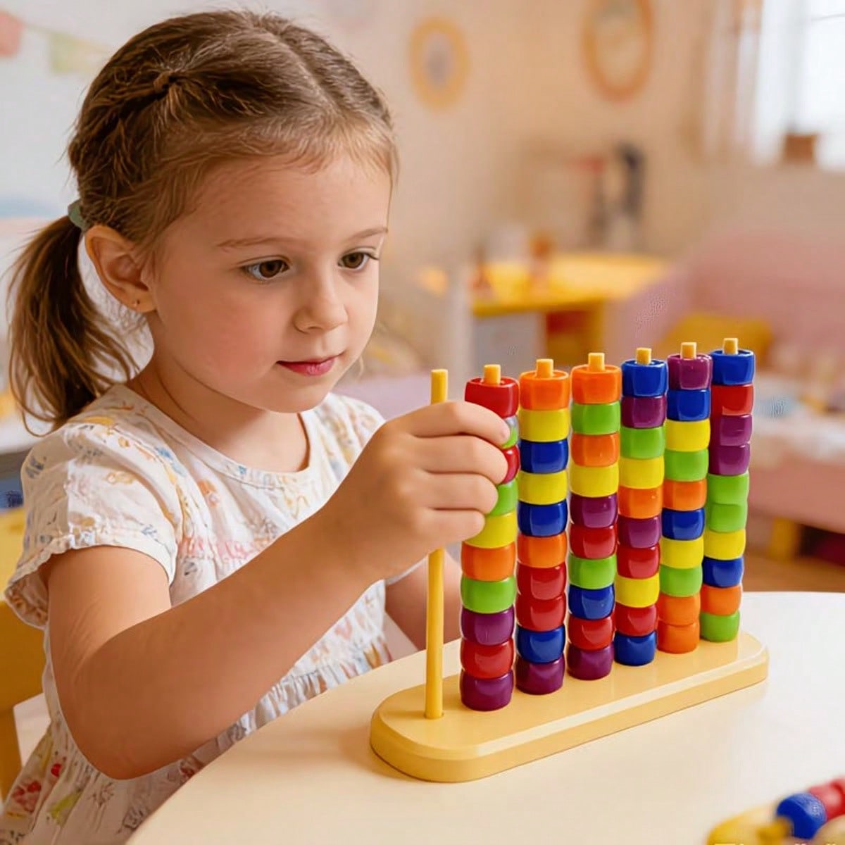 Bead Color Matching Game for Kids, Multicolor Stacking Challenge for Hand-Eye Coordination, Screen-Free Parent-Child Play and Birthday Gifts
