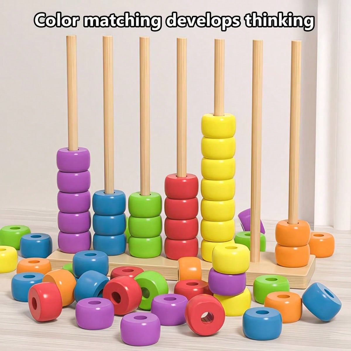 Bead Color Matching Game for Kids, Multicolor Stacking Challenge for Hand-Eye Coordination, Screen-Free Parent-Child Play and Birthday Gifts