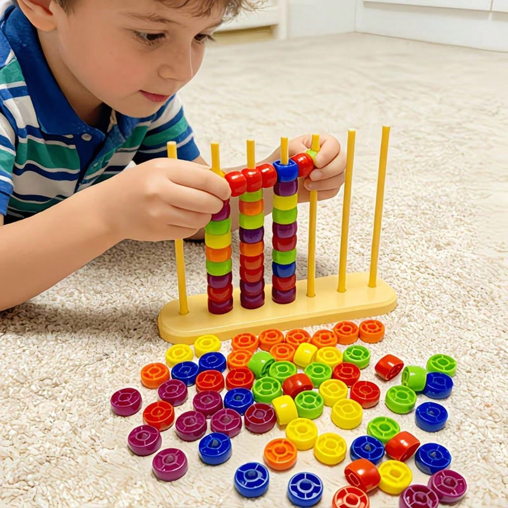 Bead Color Matching Game for Kids, Multicolor Stacking Challenge for Hand-Eye Coordination, Screen-Free Parent-Child Play and Birthday Gifts