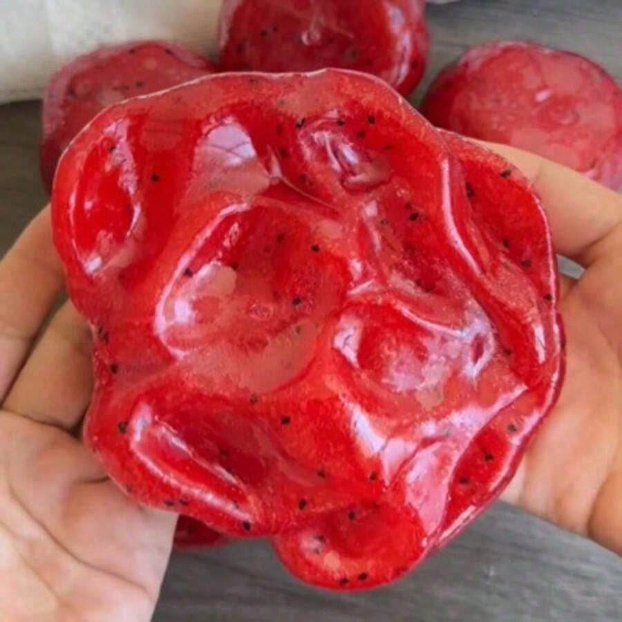 Watermelon Squishy Ball with Slush Sand Texture, Red Sensory Squeeze Fidget Toy for Tactile Desk Breaks, Birthday Gifts and Novelty Party Favors, 1 Piece