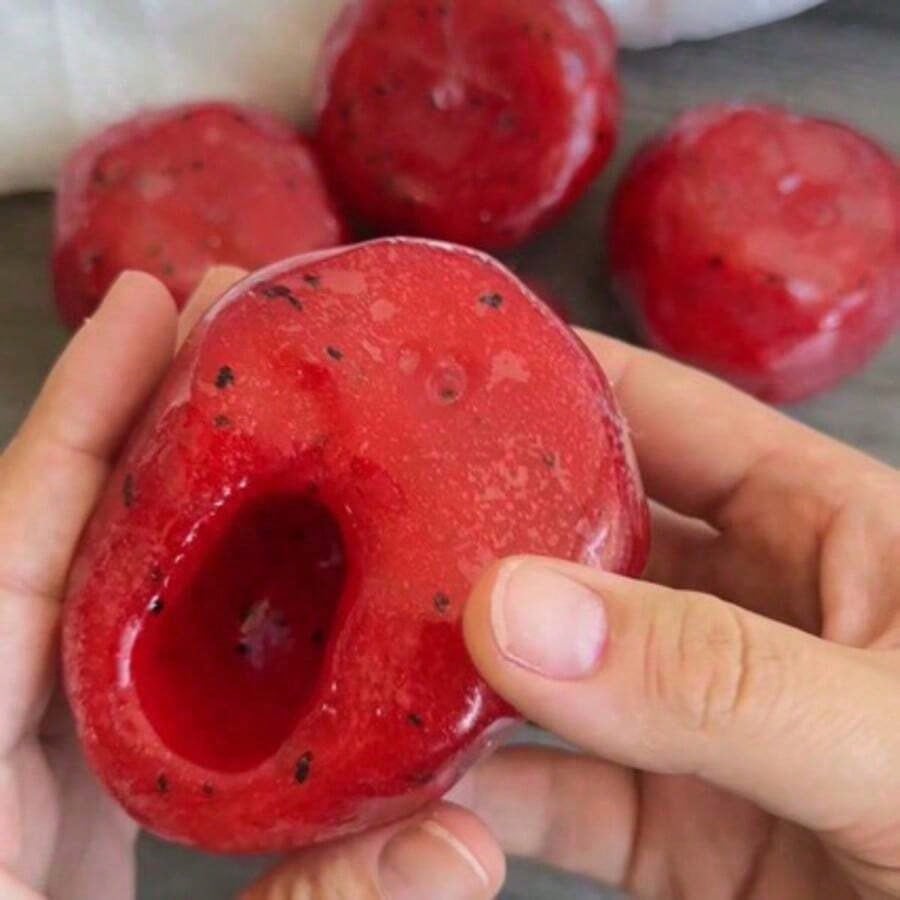 Watermelon Squishy Ball with Slush Sand Texture, Red Sensory Squeeze Fidget Toy for Tactile Desk Breaks, Birthday Gifts and Novelty Party Favors, 1 Piece