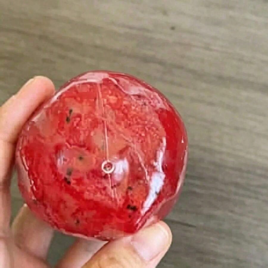 Watermelon Squishy Ball with Slush Sand Texture, Red Sensory Squeeze Fidget Toy for Tactile Desk Breaks, Birthday Gifts and Novelty Party Favors, 1 Piece