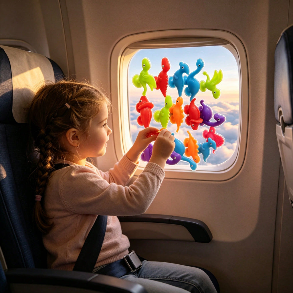 Dinosaur Suction Cup Toys for Kids, Soft Rubber Window Play Set in 8, 16, 20, 32 or 40 Pieces for Hands-On Activities, Travel and Holiday Gifts