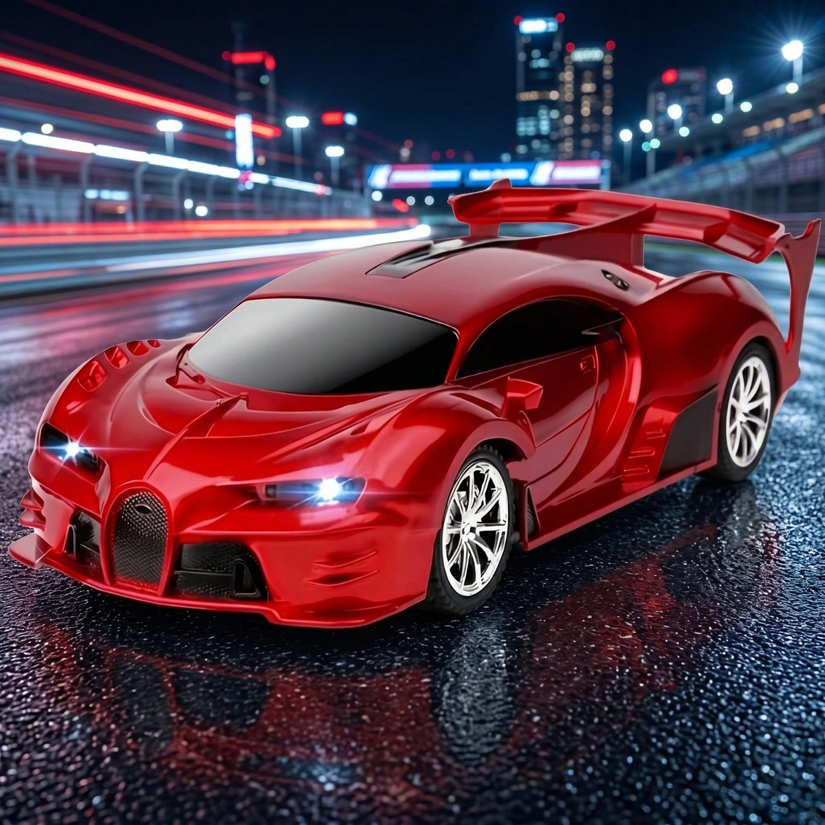 Red Remote Control Racing Car for Kids, 1:18 Scale RC Vehicle with Headlight for Imaginative Driving Play, Birthday and Christmas Toy Gift