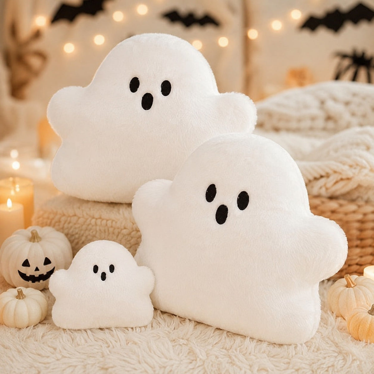 Ghost Plush Pillow, Soft Cartoon Cloud Ghost Stuffed Doll in 15cm, 30cm or 40cm for Halloween Sofa Decor, Bedroom Displays and Holiday Gifts