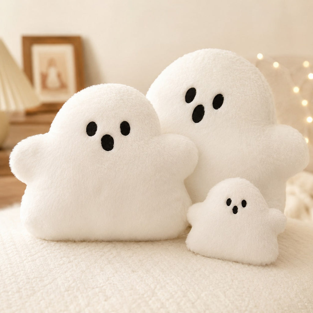Ghost Plush Pillow, Soft Cartoon Cloud Ghost Stuffed Doll in 15cm, 30cm or 40cm for Halloween Sofa Decor, Bedroom Displays and Holiday Gifts