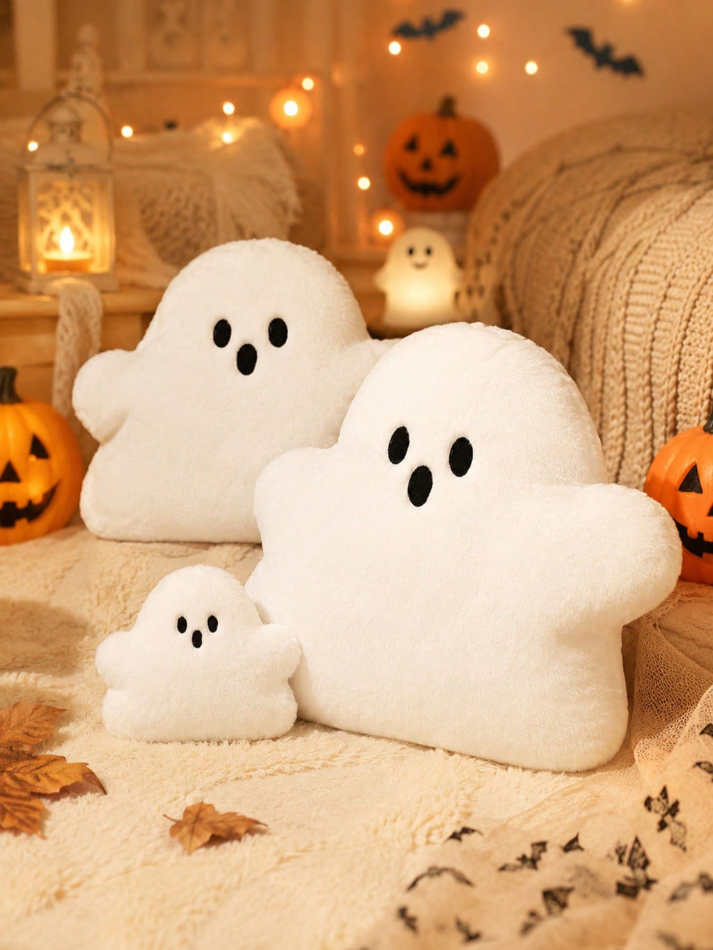 Ghost Plush Pillow, Soft Cartoon Cloud Ghost Stuffed Doll in 15cm, 30cm or 40cm for Halloween Sofa Decor, Bedroom Displays and Holiday Gifts