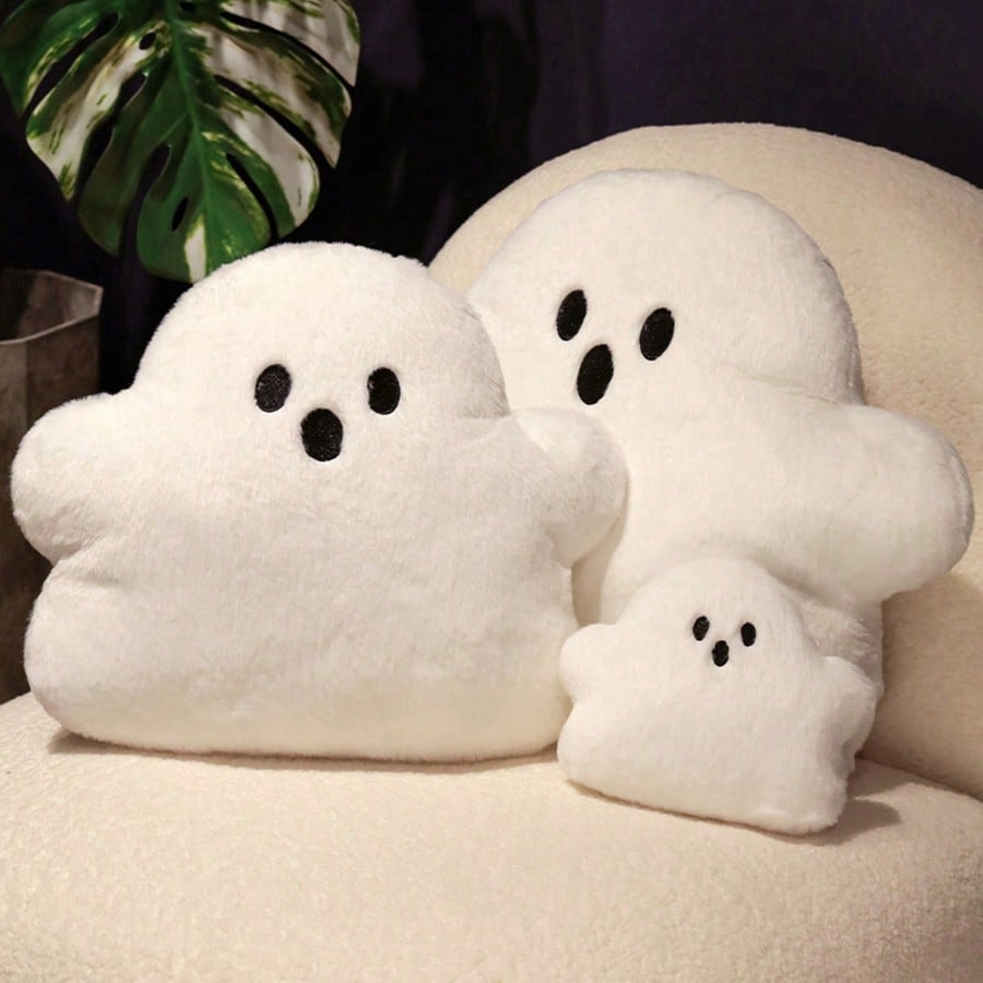 Ghost Plush Pillow, Soft Cartoon Cloud Ghost Stuffed Doll in 15cm, 30cm or 40cm for Halloween Sofa Decor, Bedroom Displays and Holiday Gifts