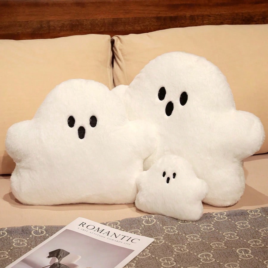 Ghost Plush Pillow, Soft Cartoon Cloud Ghost Stuffed Doll in 15cm, 30cm or 40cm for Halloween Sofa Decor, Bedroom Displays and Holiday Gifts