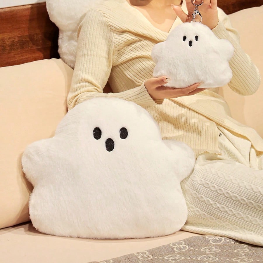 Ghost Plush Pillow, Soft Cartoon Cloud Ghost Stuffed Doll in 15cm, 30cm or 40cm for Halloween Sofa Decor, Bedroom Displays and Holiday Gifts