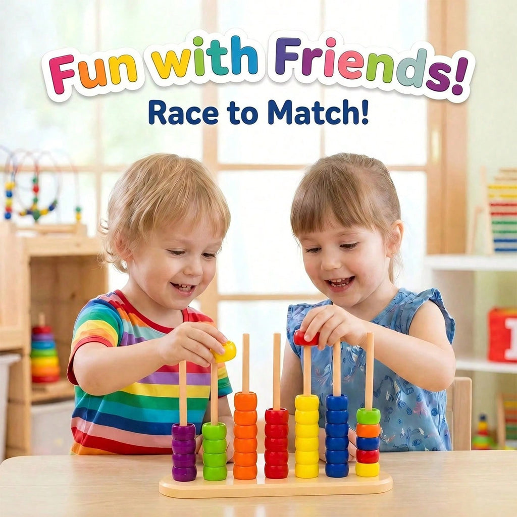 Bead Color Matching Game for Kids, Multicolor Stacking Challenge for Hand-Eye Coordination, Screen-Free Parent-Child Play and Birthday Gifts