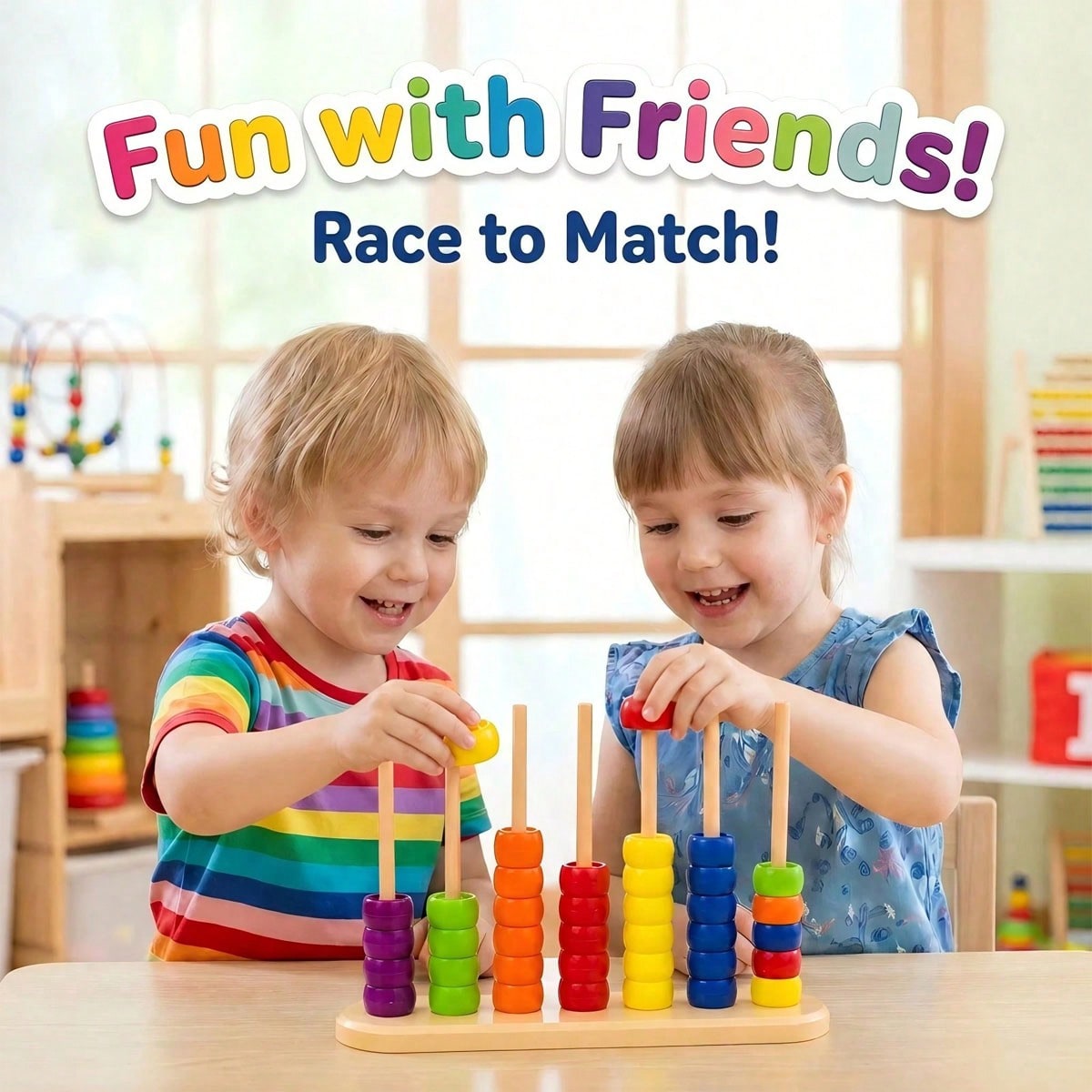 Bead Color Matching Game for Kids, Multicolor Stacking Challenge for Hand-Eye Coordination, Screen-Free Parent-Child Play and Birthday Gifts