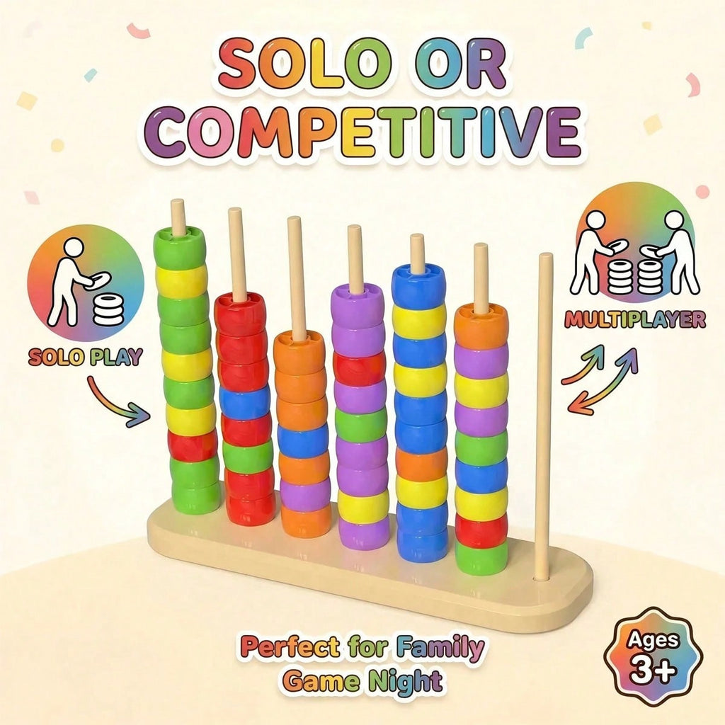 Bead Color Matching Game for Kids, Multicolor Stacking Challenge for Hand-Eye Coordination, Screen-Free Parent-Child Play and Birthday Gifts