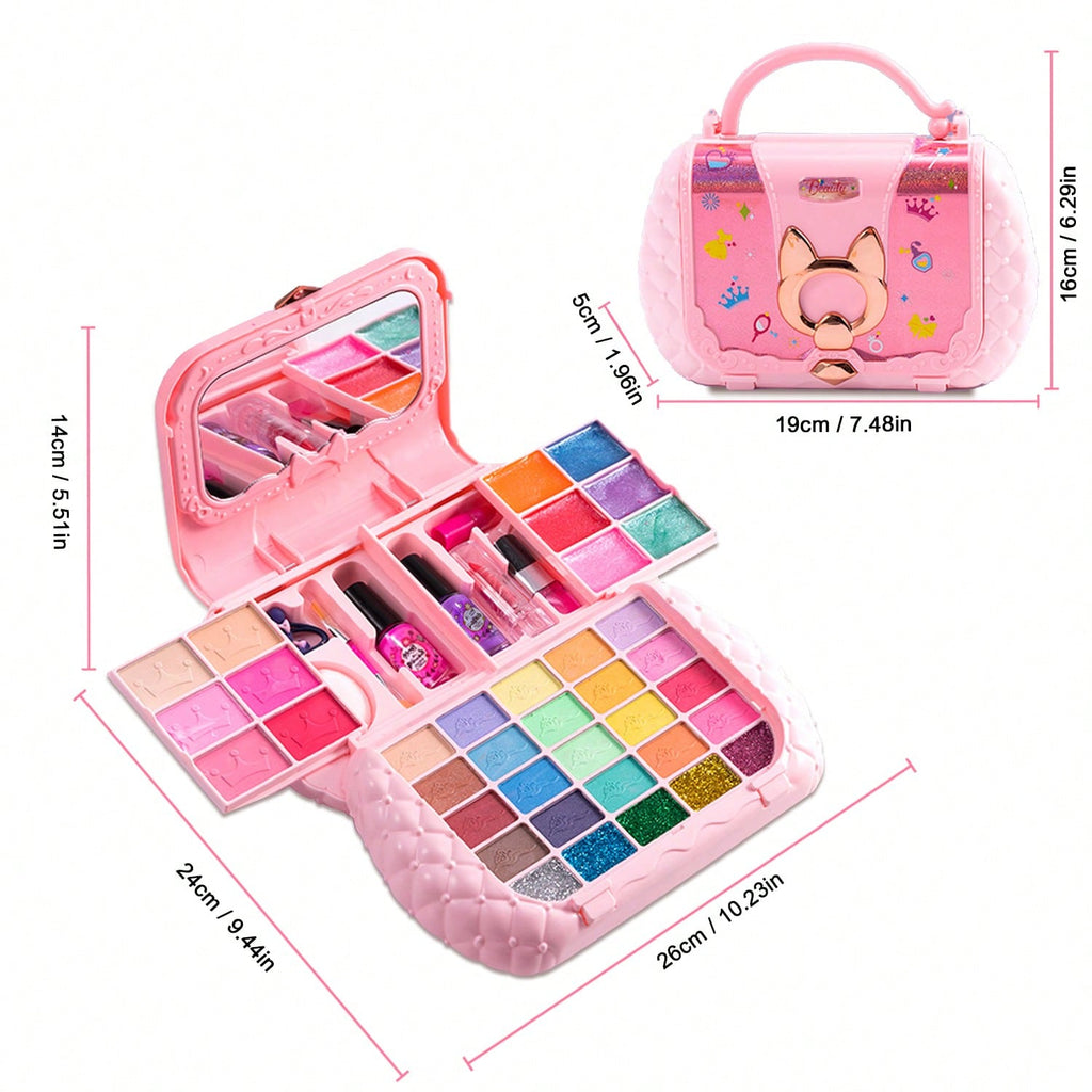 Washable Makeup Set for Girls with Hair Accessories, Pink Handbag and Magic Book Options for Dress-Up, Birthday and Christmas Gifts