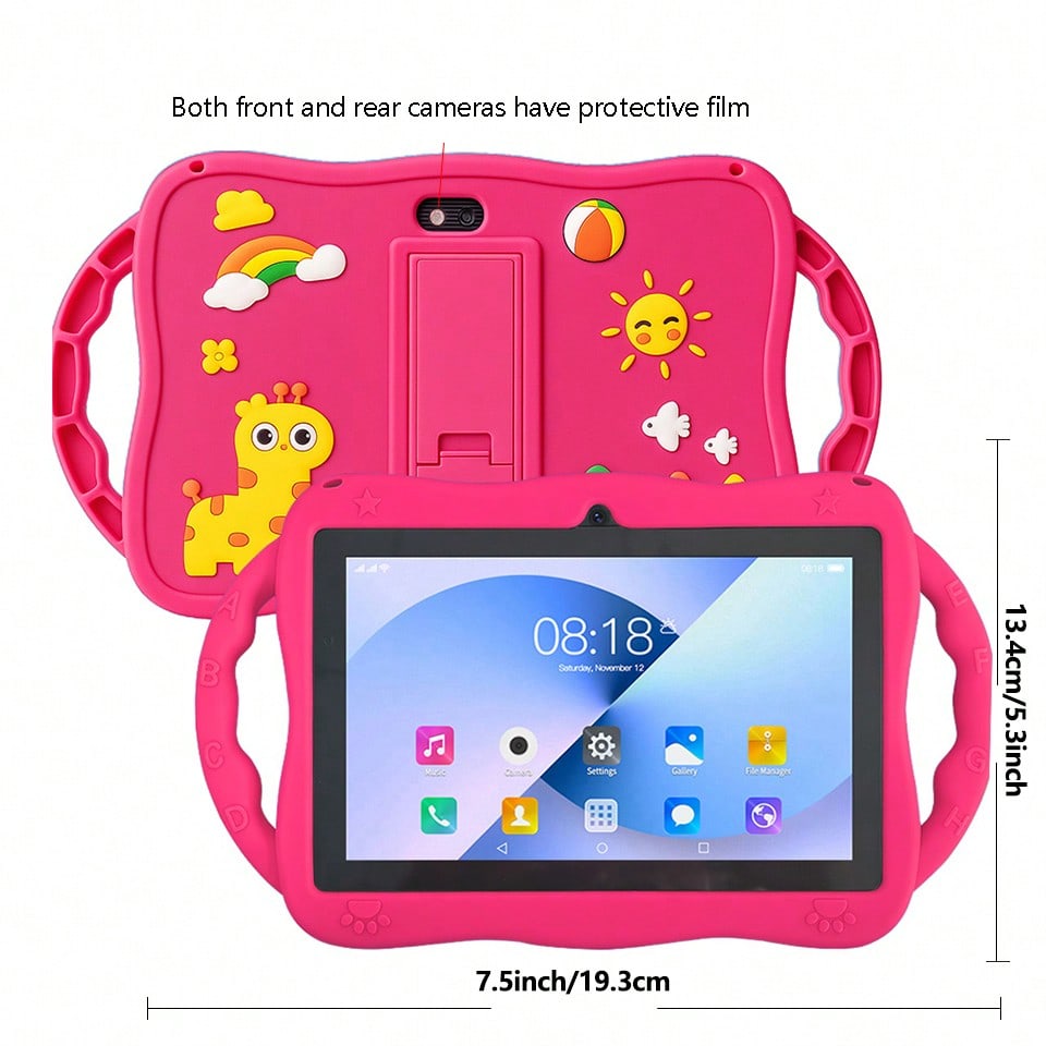 Kids Dual Camera Tablet, 7-Inch Android 13 HD IPS Display, 4GB RAM 64GB Storage, Quad-Core 1.3GHz, WiFi and 4000mAh Battery for Learning and Games