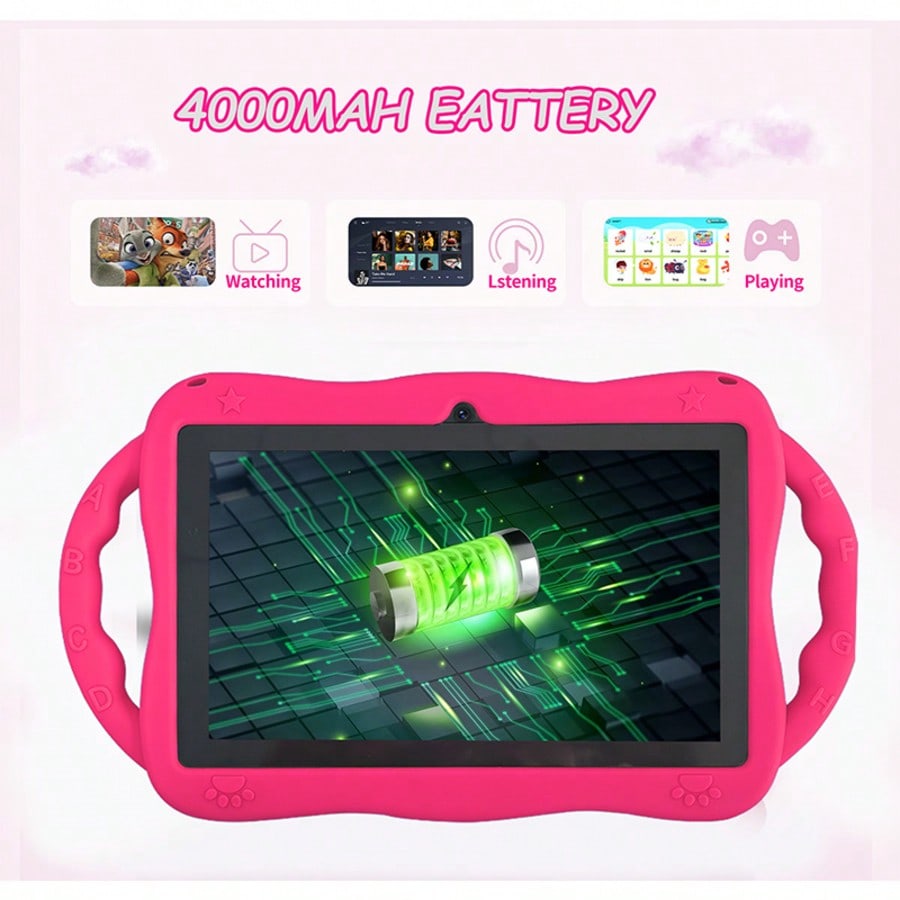 Kids Dual Camera Tablet, 7-Inch Android 13 HD IPS Display, 4GB RAM 64GB Storage, Quad-Core 1.3GHz, WiFi and 4000mAh Battery for Learning and Games