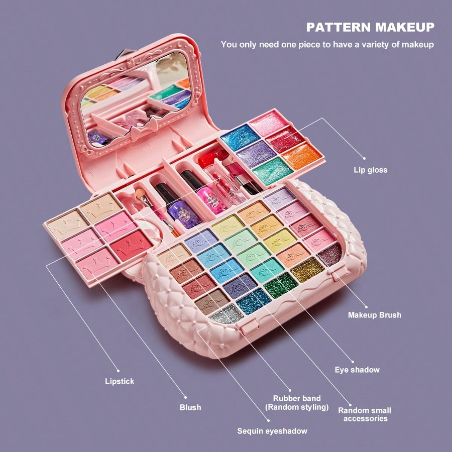 Princess Makeup Play Set for Girls, Handbag and Magic Book Style Options with Lipstick Eyeshadow Theme for Dress-Up and Birthday Gifts
