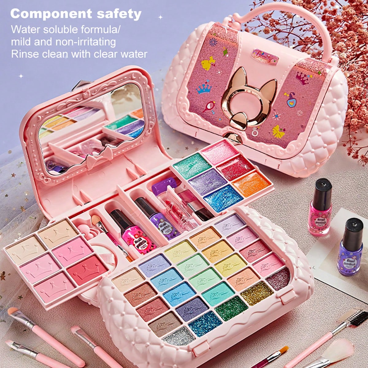 Princess Makeup Play Set for Girls, Handbag and Magic Book Style Options with Lipstick Eyeshadow Theme for Dress-Up and Birthday Gifts