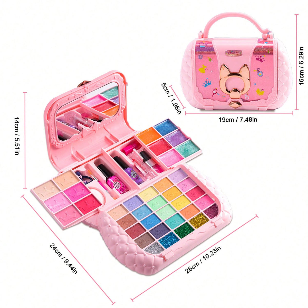 Princess Makeup Play Set for Girls, Handbag and Magic Book Style Options with Lipstick Eyeshadow Theme for Dress-Up and Birthday Gifts