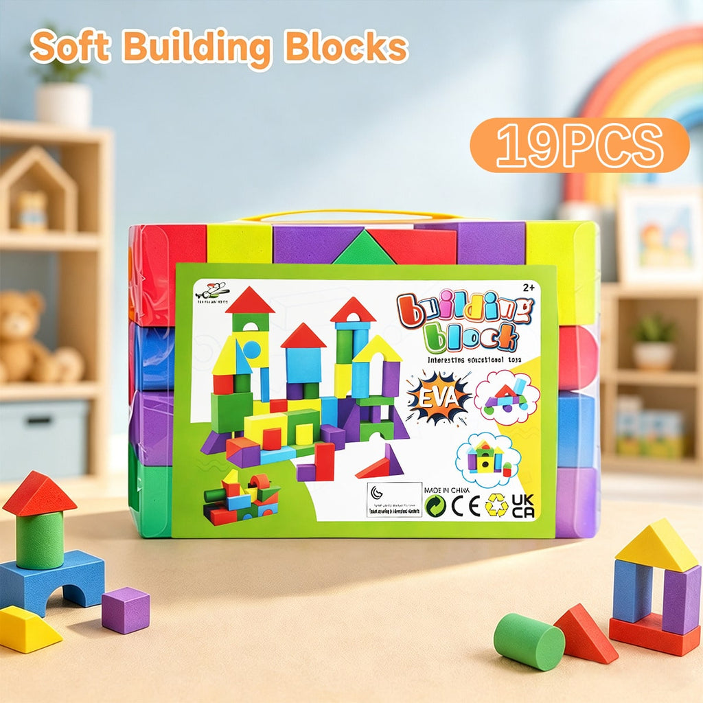 Foam Building Blocks for Toddlers Ages 2+, Soft EVA Colorful Stacking Toys for Indoor Creative Play, Fine Motor Practice and Birthday Gifts