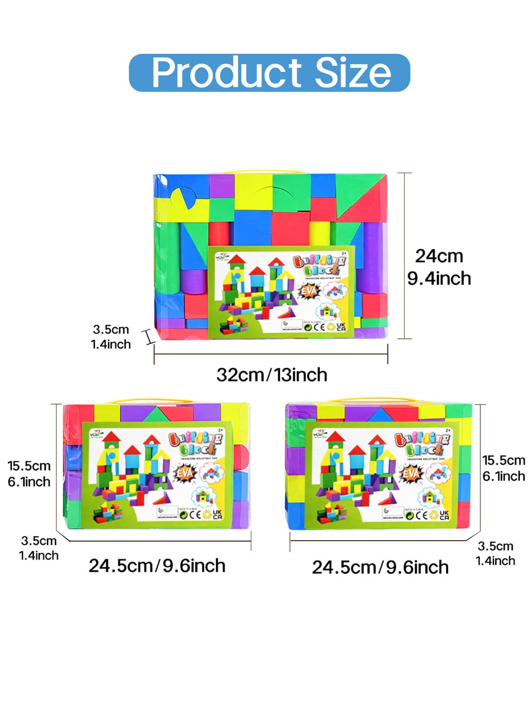 Foam Building Blocks for Toddlers Ages 2+, Soft EVA Colorful Stacking Toys for Indoor Creative Play, Fine Motor Practice and Birthday Gifts