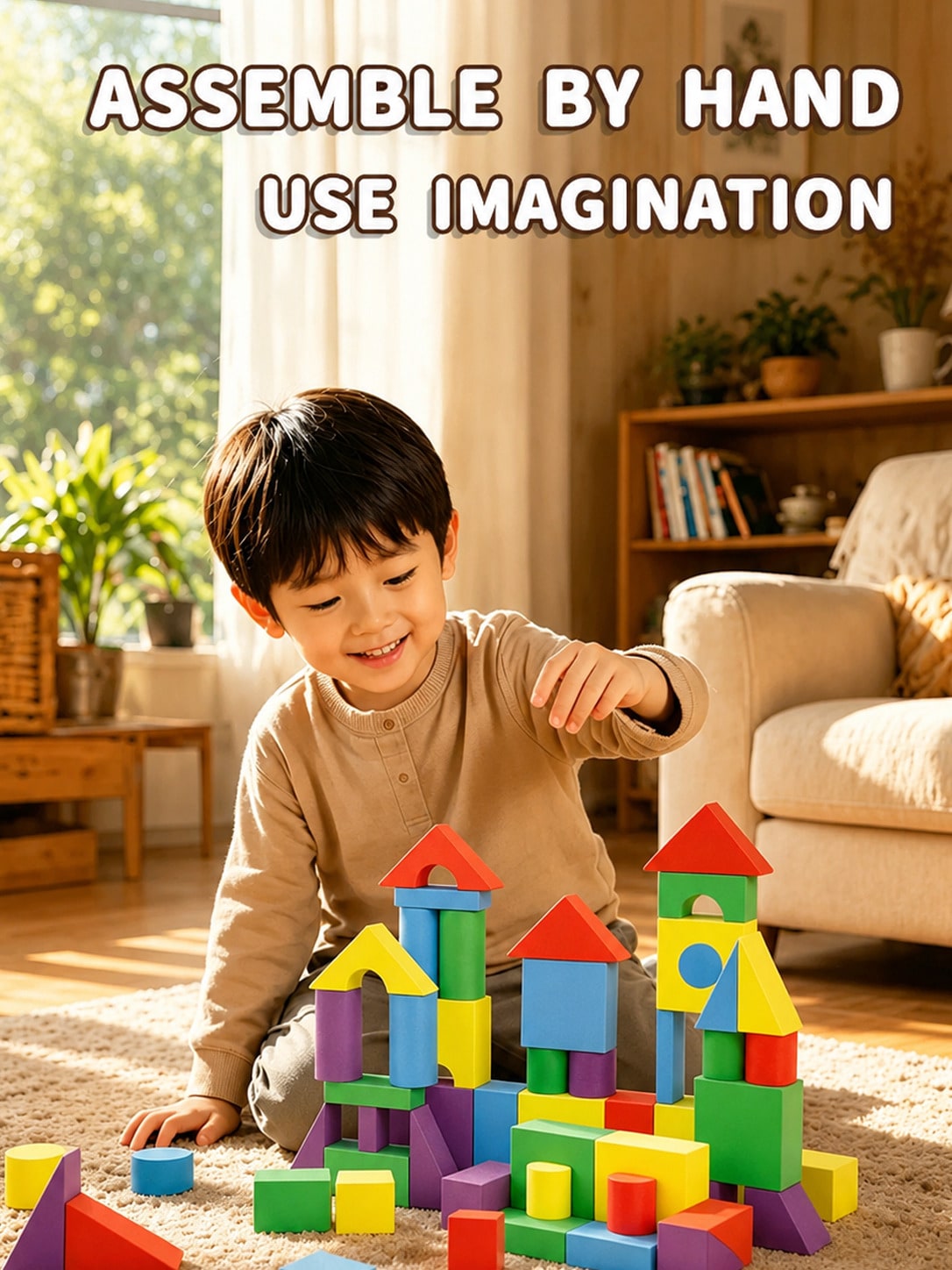 Foam Building Blocks for Toddlers Ages 2+, Soft EVA Colorful Stacking Toys for Indoor Creative Play, Fine Motor Practice and Birthday Gifts