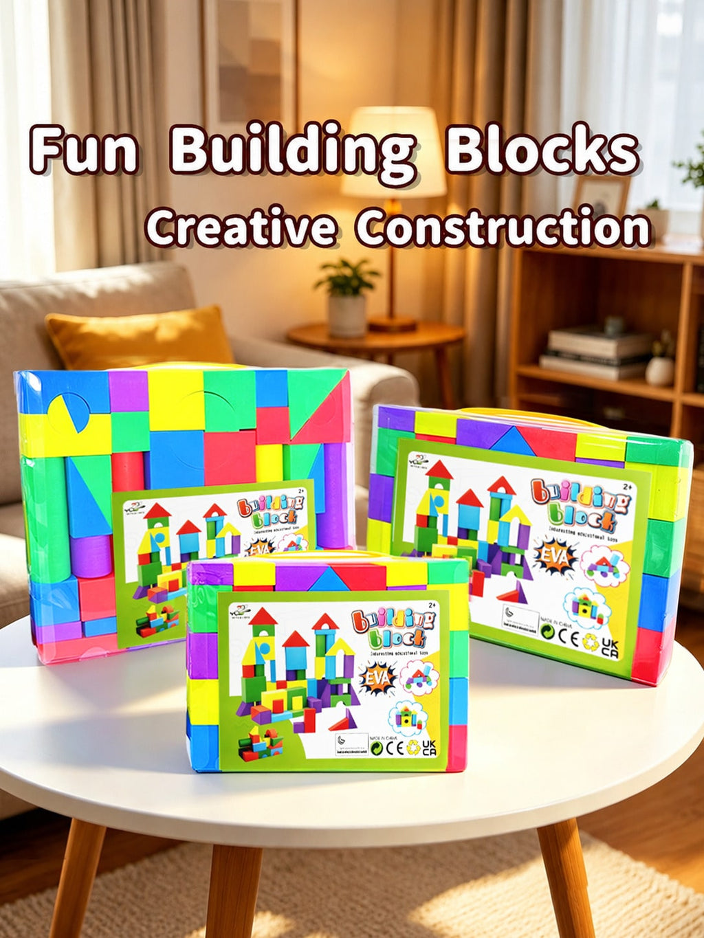 Foam Building Blocks for Toddlers Ages 2+, Soft EVA Colorful Stacking Toys for Indoor Creative Play, Fine Motor Practice and Birthday Gifts