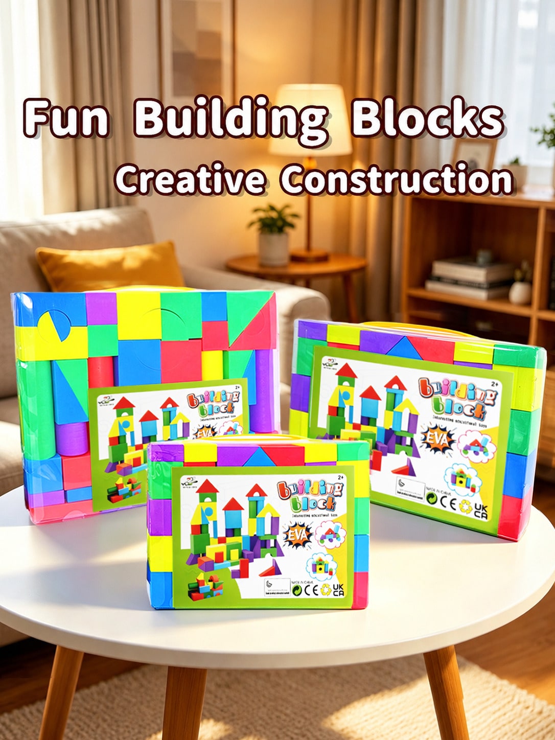 Foam Building Blocks for Toddlers Ages 2+, Soft EVA Colorful Stacking Toys for Indoor Creative Play, Fine Motor Practice and Birthday Gifts