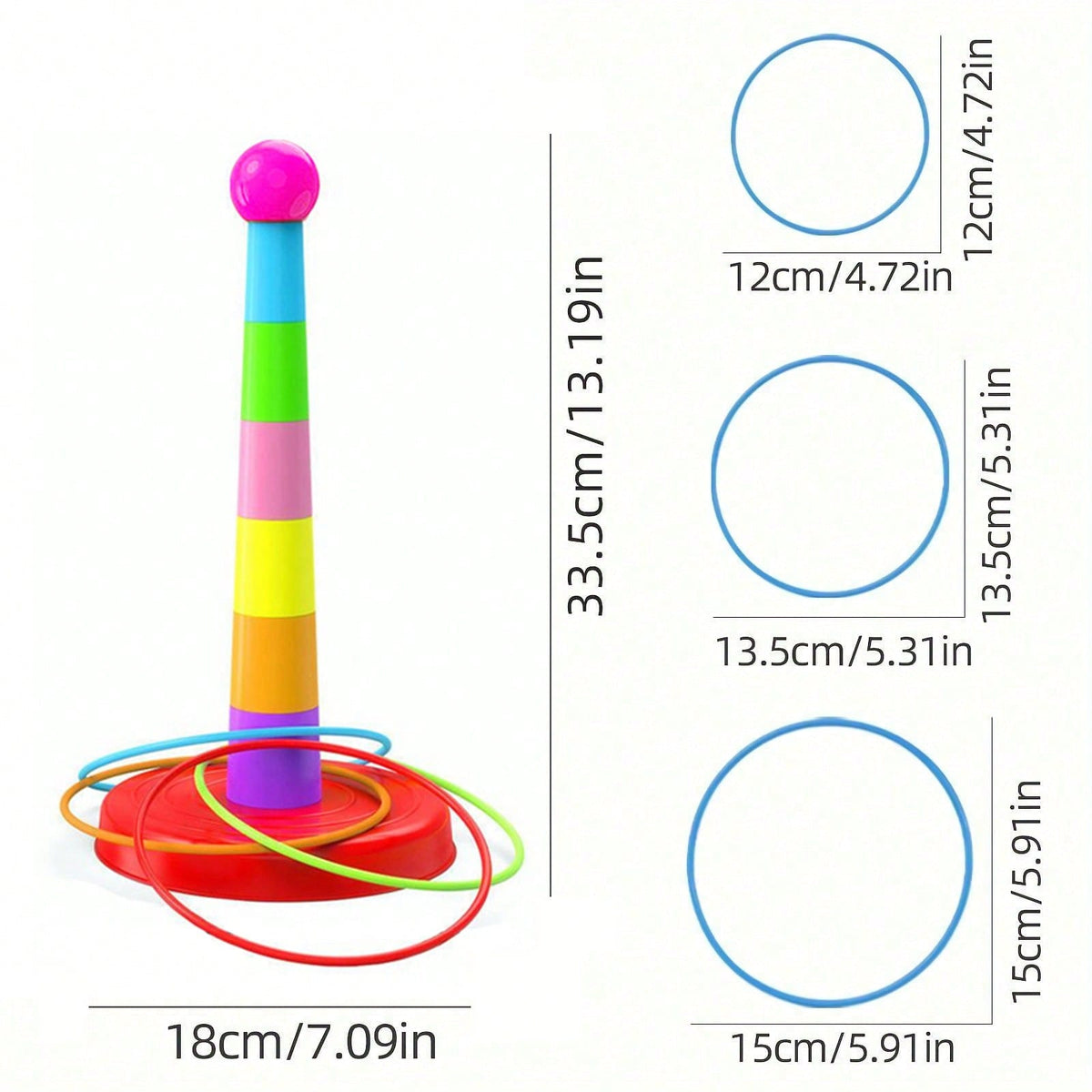 Ring Toss Game Set for Kids and Adults, Colorful Plastic Hoops for Outdoor Parties, Carnival Booth Games and Kindergarten Group Activities