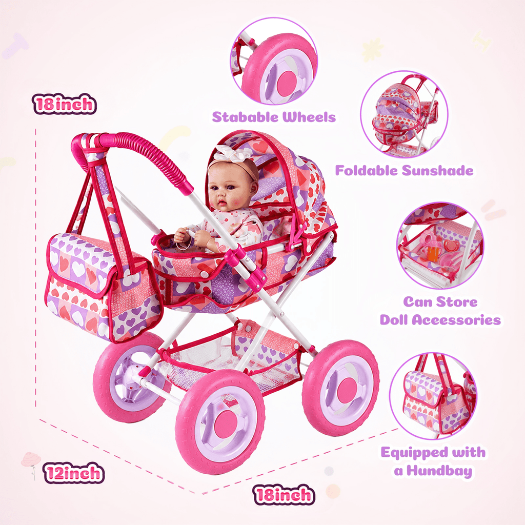 Doll Feeding Accessories for 12 Inch Baby Dolls, BABESIDE 10 Piece Pretend Play Care Set for Kids Ages 3+, Multicolor Gift, Doll Not Included
