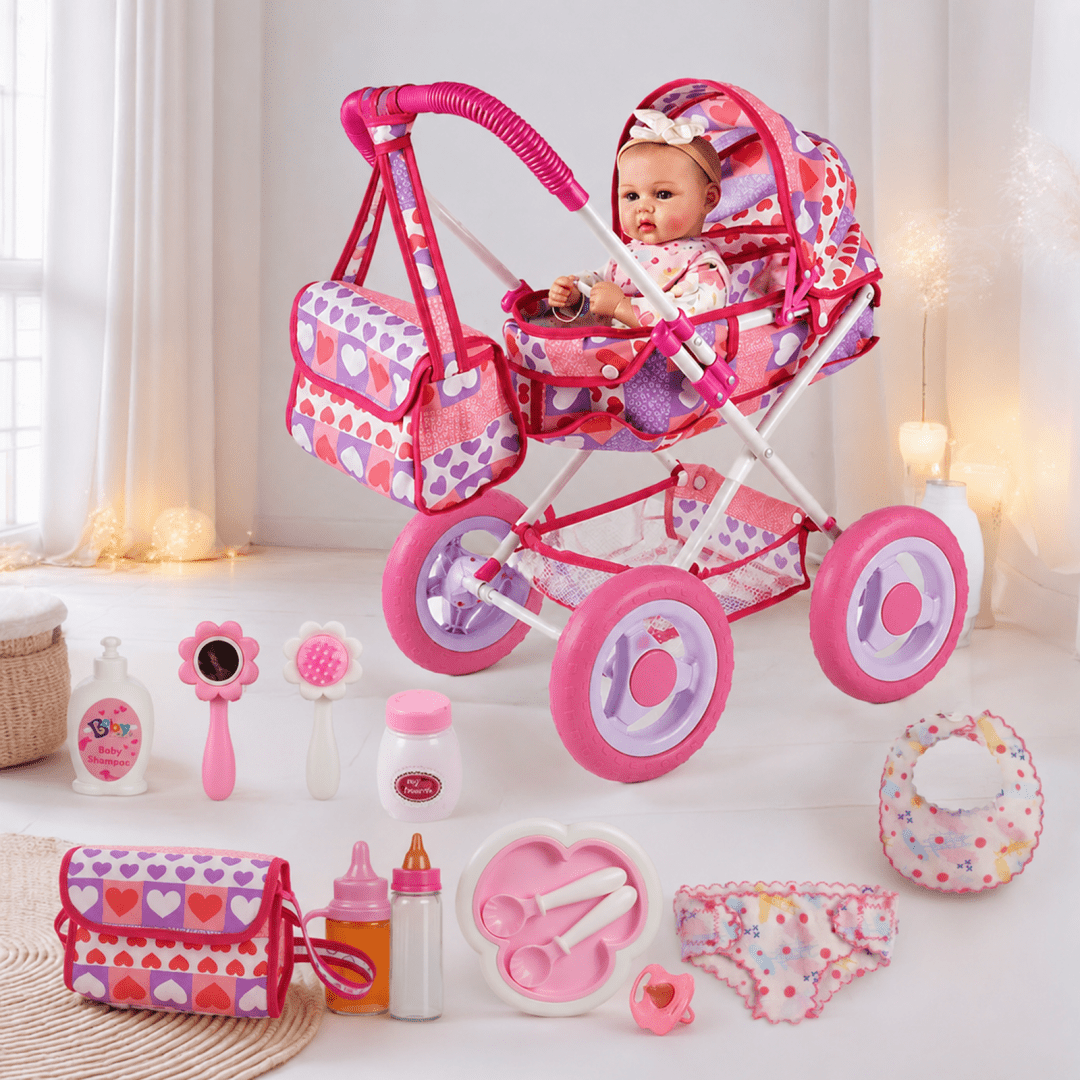 Doll Feeding Accessories for 12 Inch Baby Dolls, BABESIDE 10 Piece Pretend Play Care Set for Kids Ages 3+, Multicolor Gift, Doll Not Included